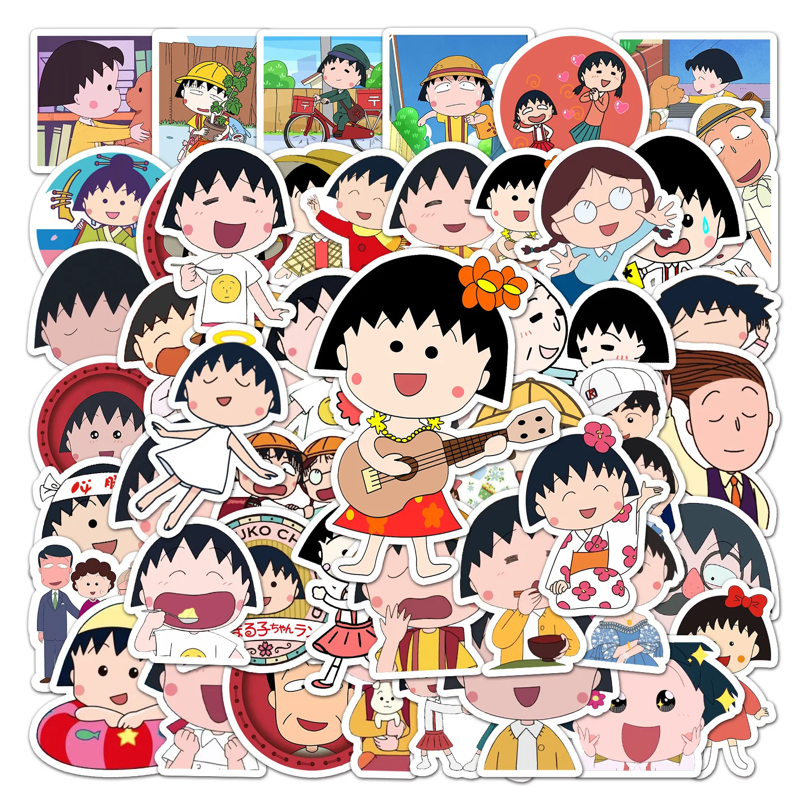 50pcs Cute Chibi Maruko-chan Cartoon Graffiti Sticker DIY Suitcase Skateboard Refrigerator Notebook Waterproof Sticker