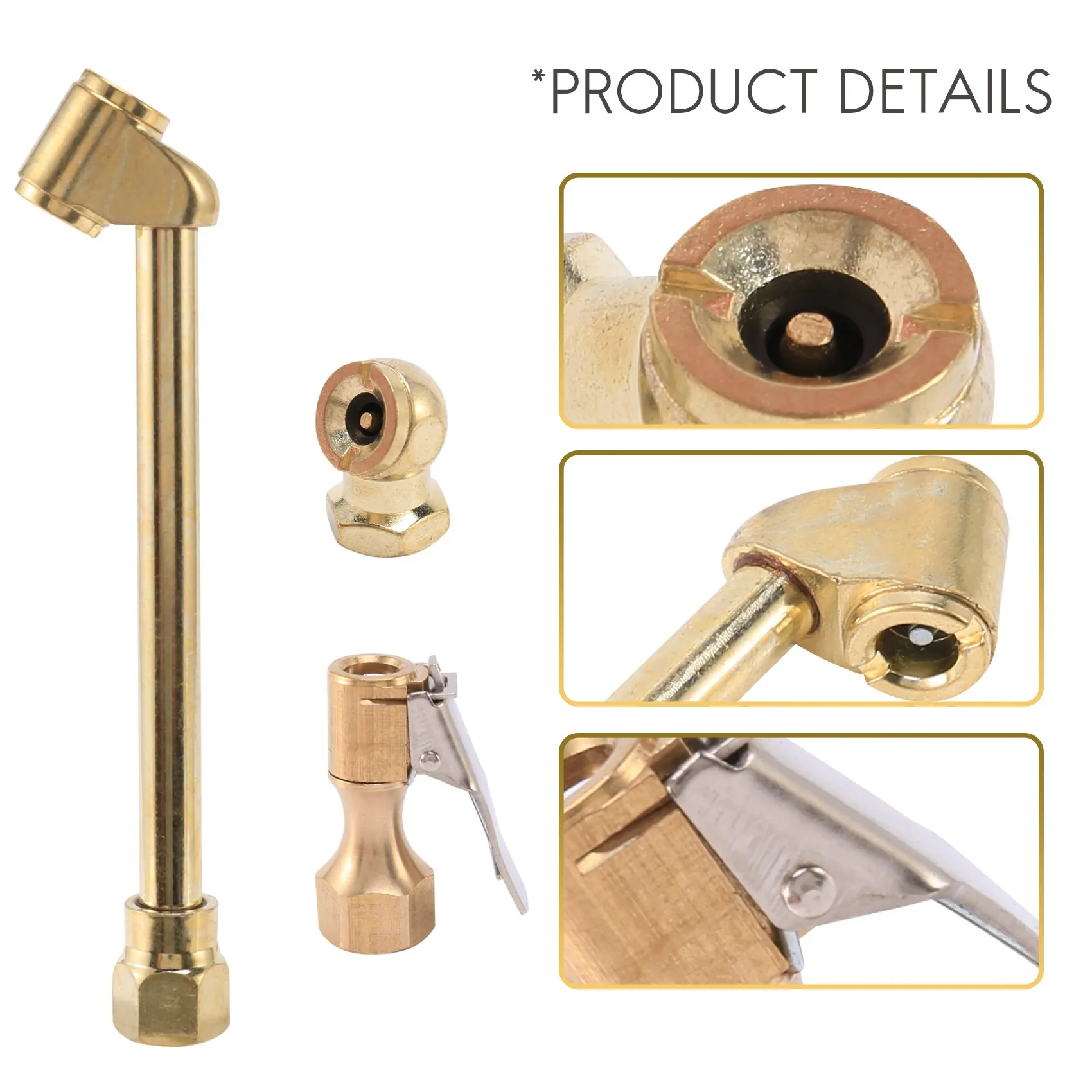 3 Pack Heavy Duty Brass Air Chuck Set, 1/4 Inch Brass Air Chuck For Tire Inflator Gauge Compressor Accessories-AC17