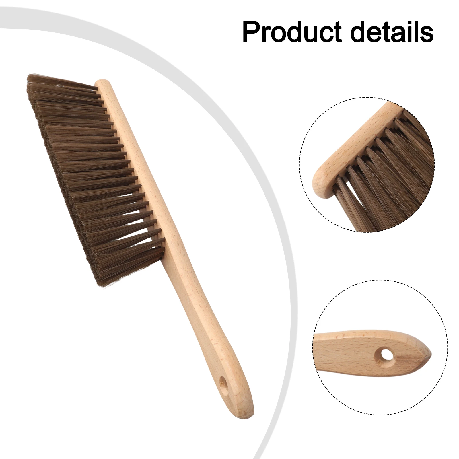 Fireplace Brush 36cm with Natural Wood Handle and Custom-Contoured Head for Deep Cleaning of for firebox Interiors