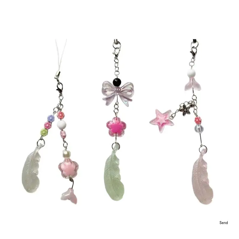 Versátil Y2k bolso decoración acrílico llavero colgante acrílico pluma teléfono