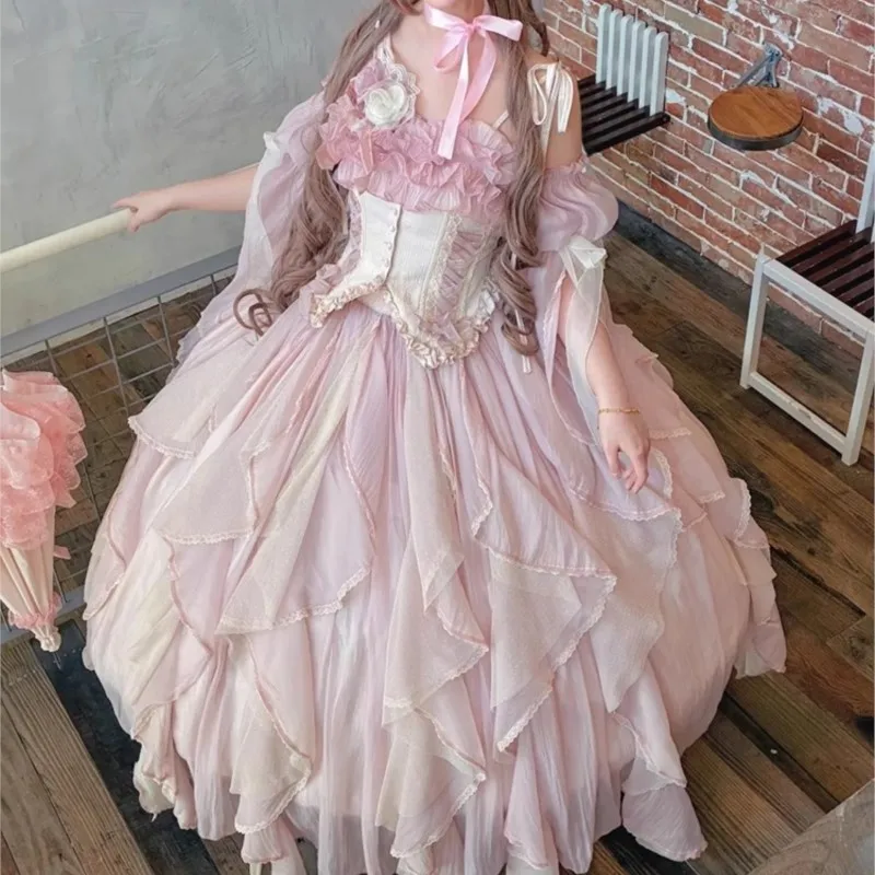 

Lolita Evening Dress Female Flower Wedding Pink Fairy Adult Ceremony Student Day Art Exam Party Host Escape