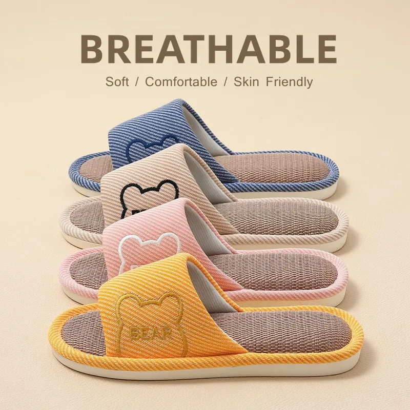 

Новые домашние тапочки для пар: женские и мужские, дышащие, для спальни, летние, хлопковые, нескользящие шлепанцы