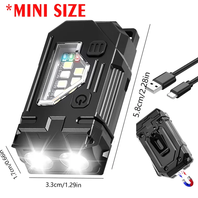 EDC Mini-LED-Taschenlampen, wiederaufladbar, magnetische Taschenlampe, aufsteckbares EDC-Handarbeitslicht für Wandern, Camping, Hunde, Spazierengehen, Notfälle
