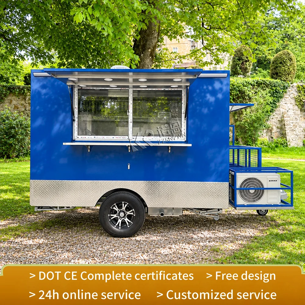 5m CE‑Certified 304 Stainless Steel Mobile Food Trailer With Water Tank for Night Market Multi‑Snack Vending