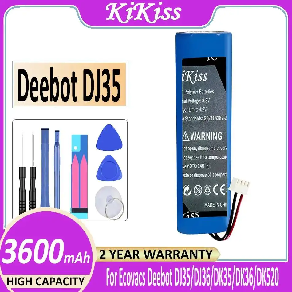 

Аккумулятор 3600 мАч для робота-пылесоса Ecovacs Deebot DJ35 DJ36 DK35 DK36 DK520 DN520 DN55 с отличной работой при низких температурах