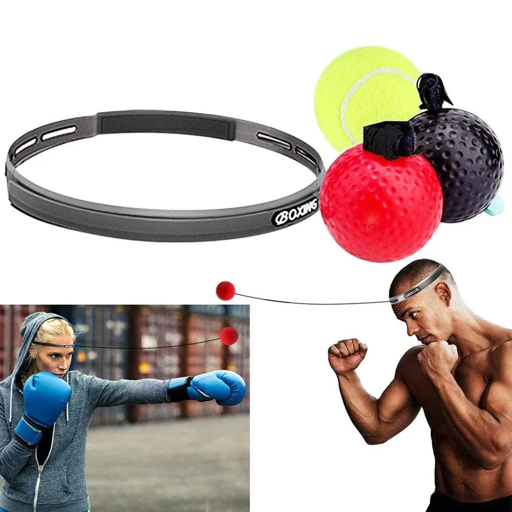 Rubber Boxing Speed Reflex Punch Ball Set, Reaction Agility Training Accessory, Lightweight Fitness Gear with Matching Sweatband