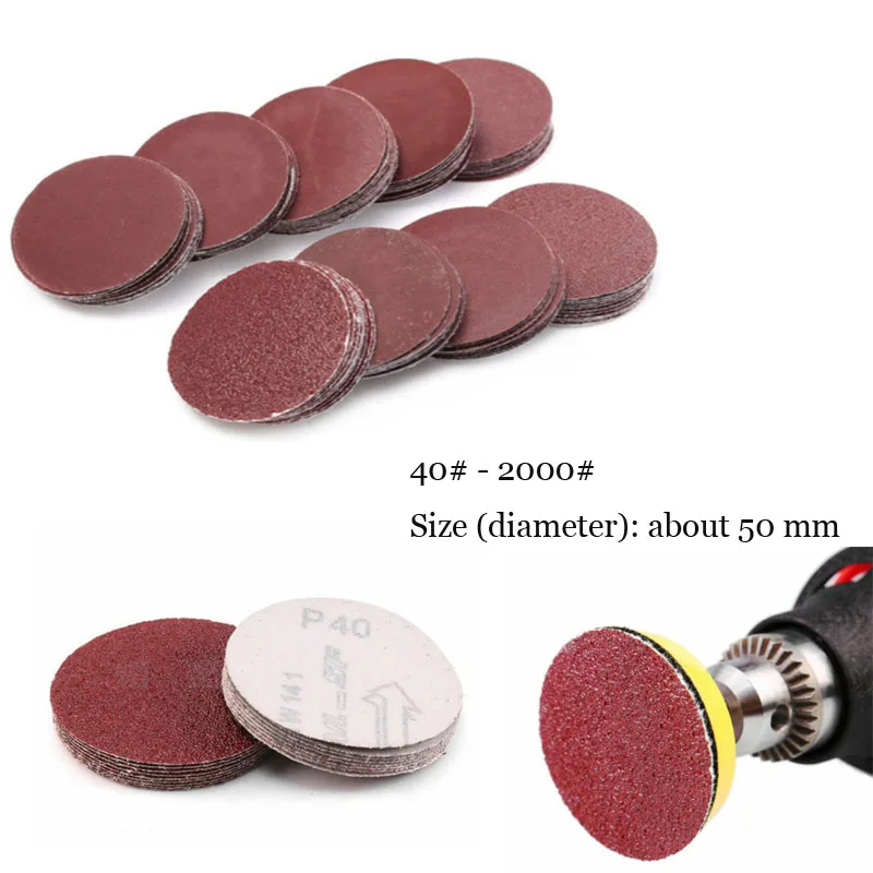 25/50pc50mm Grit Paper and polishing pad sandpaper 40/60/80/100/ 120/150/180/240/320 /400/600/800/1000 /2000 sander disc sanding