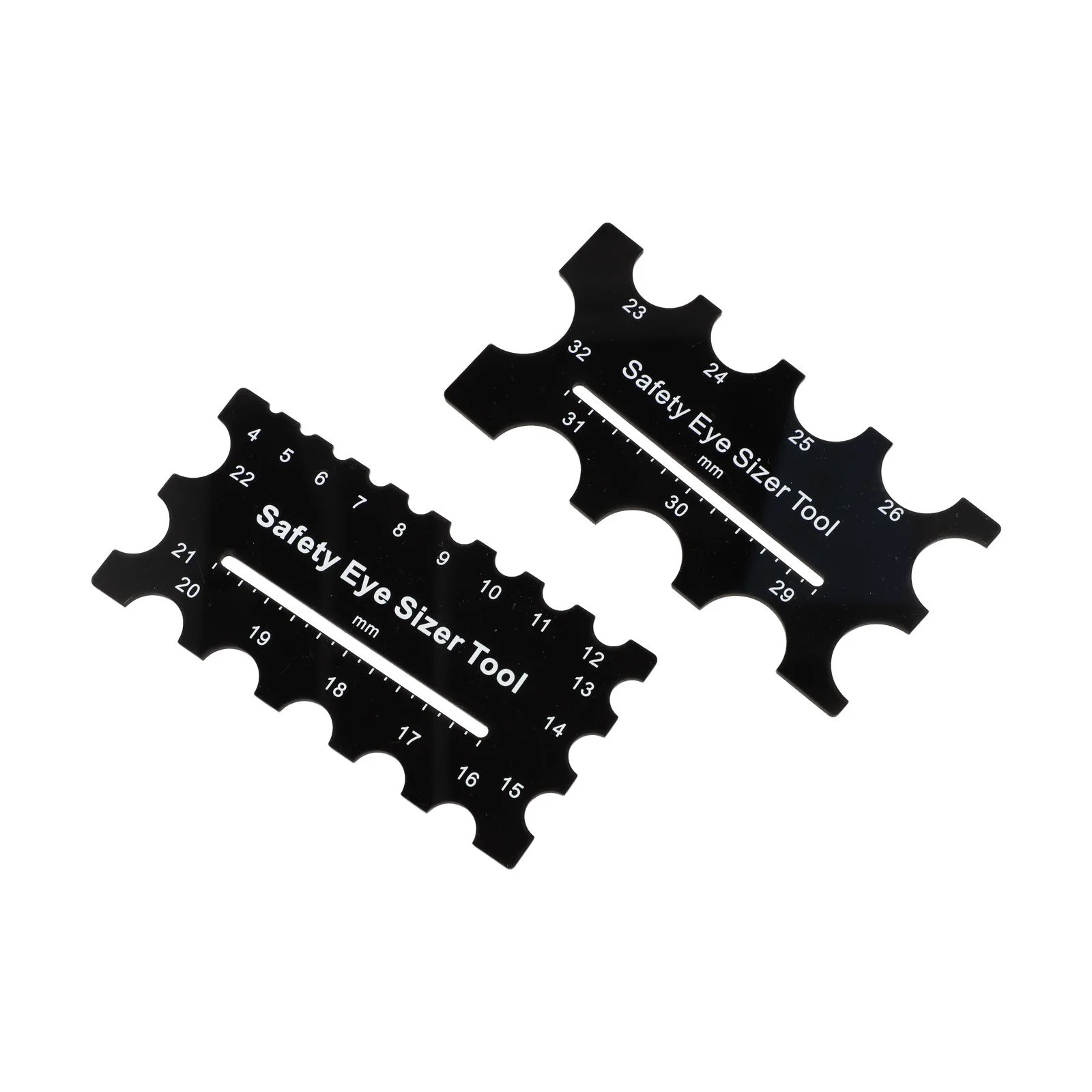 2PCS Plastic Wooden Doll Eye Measuring Ruler 4~32mm Safety Eyes Sizer Tool for Craft and DIY Projects with Measurement Accuracy