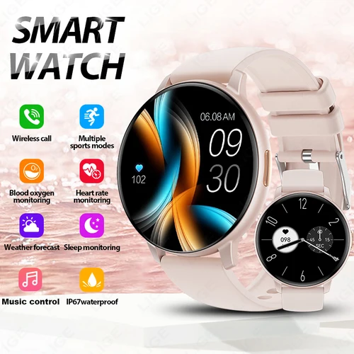 Reloj inteligente LIGE 2025 para mujer, con Bluetooth, llamadas, esferas personalizadas, Monitor de oxígeno en sangre, reloj inteligente deportivo para hombres y mujeres para Android IOS