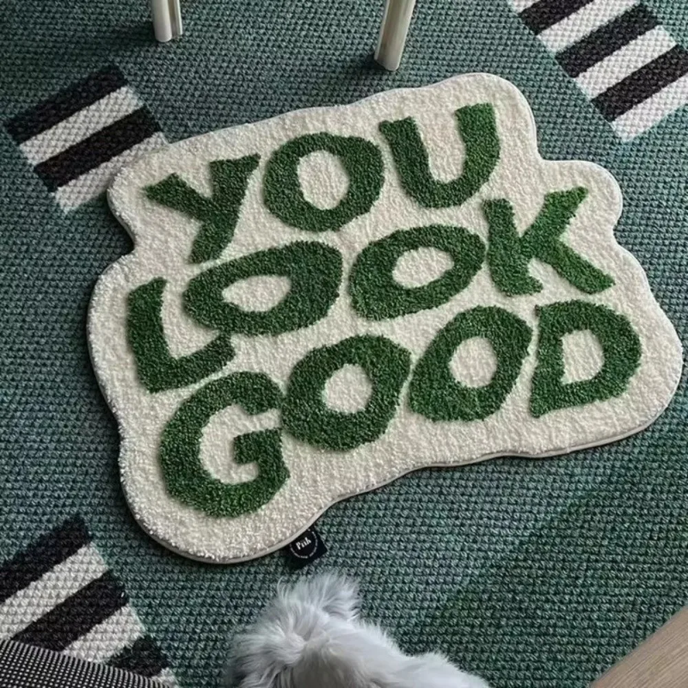 Unique Irregular Letter Bedroom Chair Floor Mats Anti-Slip Soft Faux Cashmere Carpets Absorbent Home Decoration Mats