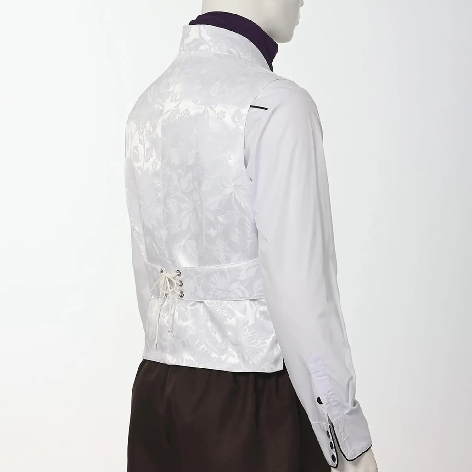 Chaleco de traje victoriano para hombre Chalecos medievales Steampunk Chaleco de satén Paisley con corbata Ascot