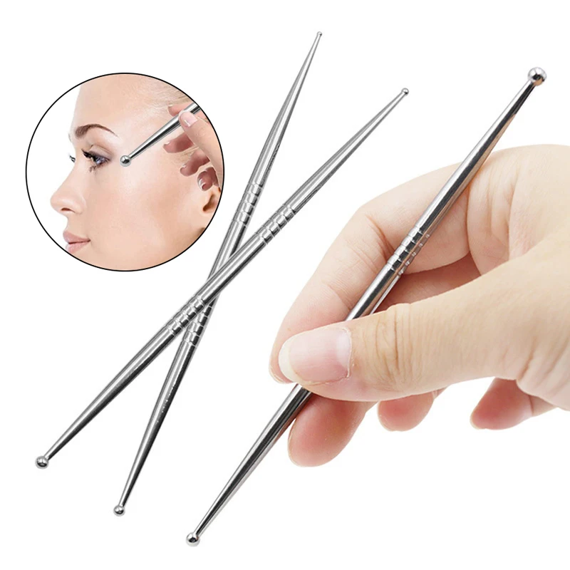 Acupuncture Pen Stainless Steel Deep Tissue Massager Dual Head Facial Reflexology Acupressure Bar for Body Meridian Relief Pain