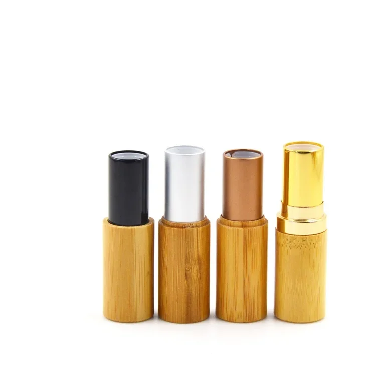 

lip balm containers Gold Silver Bamboo lipstick tube,Empty Cosmetic Packaging Eco Friendly Bamboo Lipstick Chapstick Container
