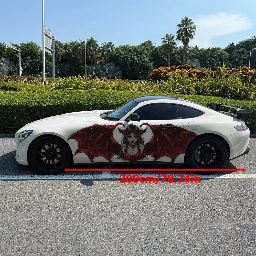 2pcs Girl Devil Car Sticker Full Body Decal Decoration Scratches Protect Car Sticker Waterproof Car Vinyl Wraps