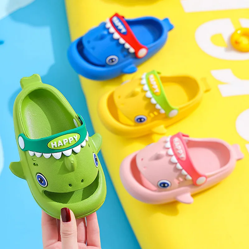 Cute Baby Shark Clogs For Children Closed Toe Slip On Sandals Anti-slip Garden Shoes Boys Girls Outdoor Casual Beach Slippers