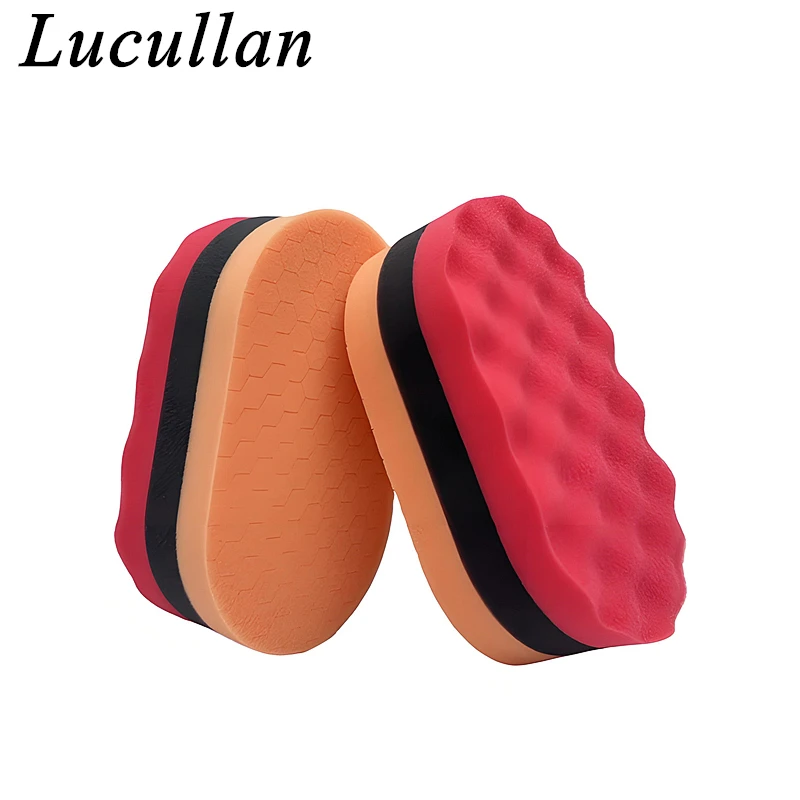 Lucullan 3 Colors Multipurpose Foam Applicator One Side For Polishing,The Other for Applying Wax or Polish