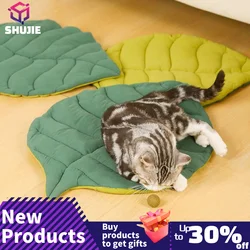 Cat Bed Mats Soft Cotton Leaf Shaped Kitten Cat Puppy Dog Bed Mat Sleep Blanket Home Pets Double Sided Pad Floor Rugs Washable