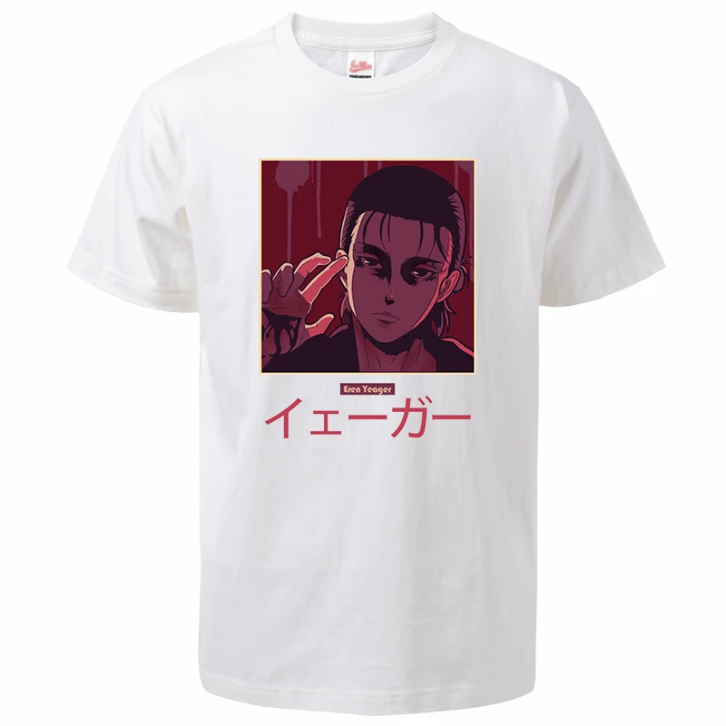 Eren Yeager Summer T Shirts Attack On Titan Anime Tshirts Cotton Streetwear Fashion Japan Anime Mens Anime Clothes T Shirt