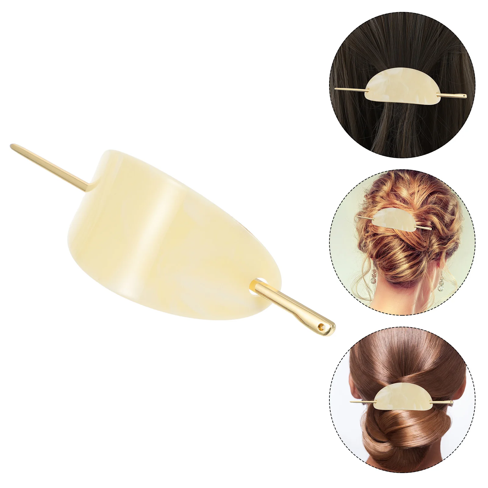 

2 Pcs Hair Accessories for Women Oval Hairpin Stick Fork Metal Miss Ponytail Clip