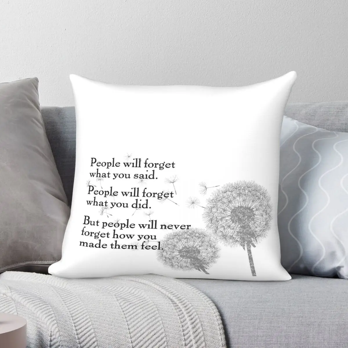 Maya Angelou How You Made Them Feel Square Pillowcase Polyester Linen Velvet Printed Decor Throw Pillow Car Cushion Cover 45x45