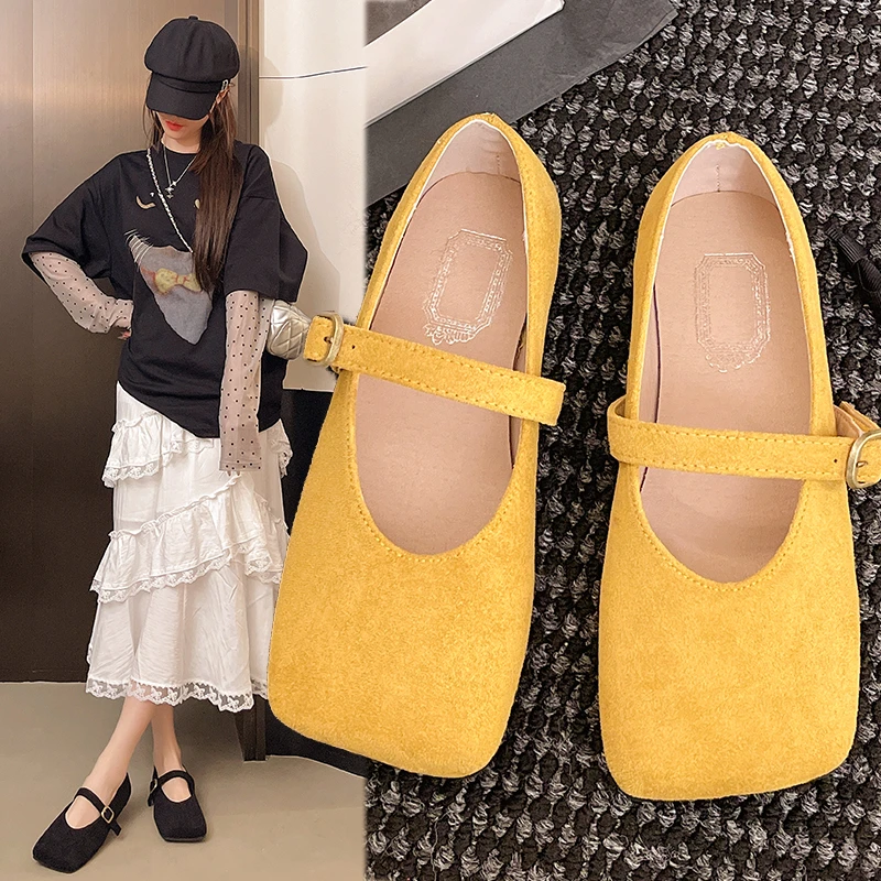 

Autumn New Fashion Flat Ballet Shoes Women Shallow Ballet Leather Round Toe Female Ballerina Soft Moccasin Mary Janes Shoes