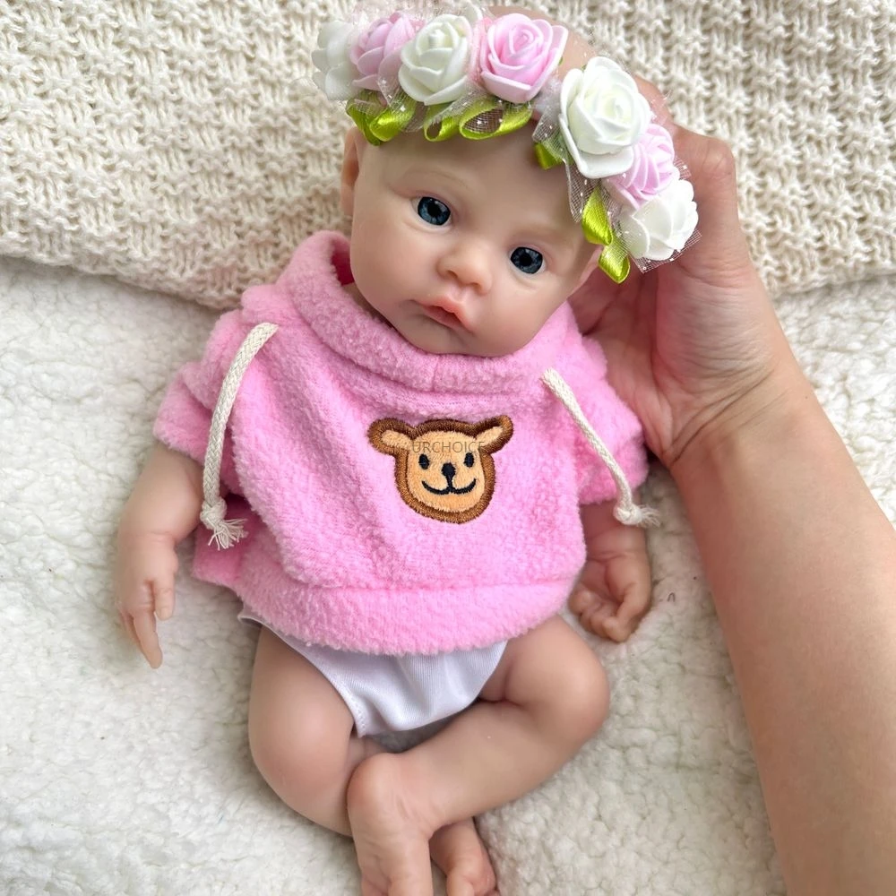 （Big discounts）Mini 12Inch Full Silicone Reborn Baby Girl Meadow Washable Body Lifelike Details Newborn Doll Birthday Christmas