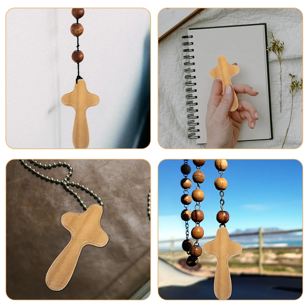 

3Pcs Wooden Tabletop Cross Decoration Handheld Wood Cross Ornament for Living Room Bedroom Hotel Library Use Holding Crosses