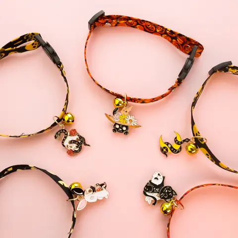 할로윈 고양이 개 조절식 목걸이 벨, 호박 유령 애완 동물 목걸이, 축제 개 목걸이, 애완 동물 고양이 장식 칼라