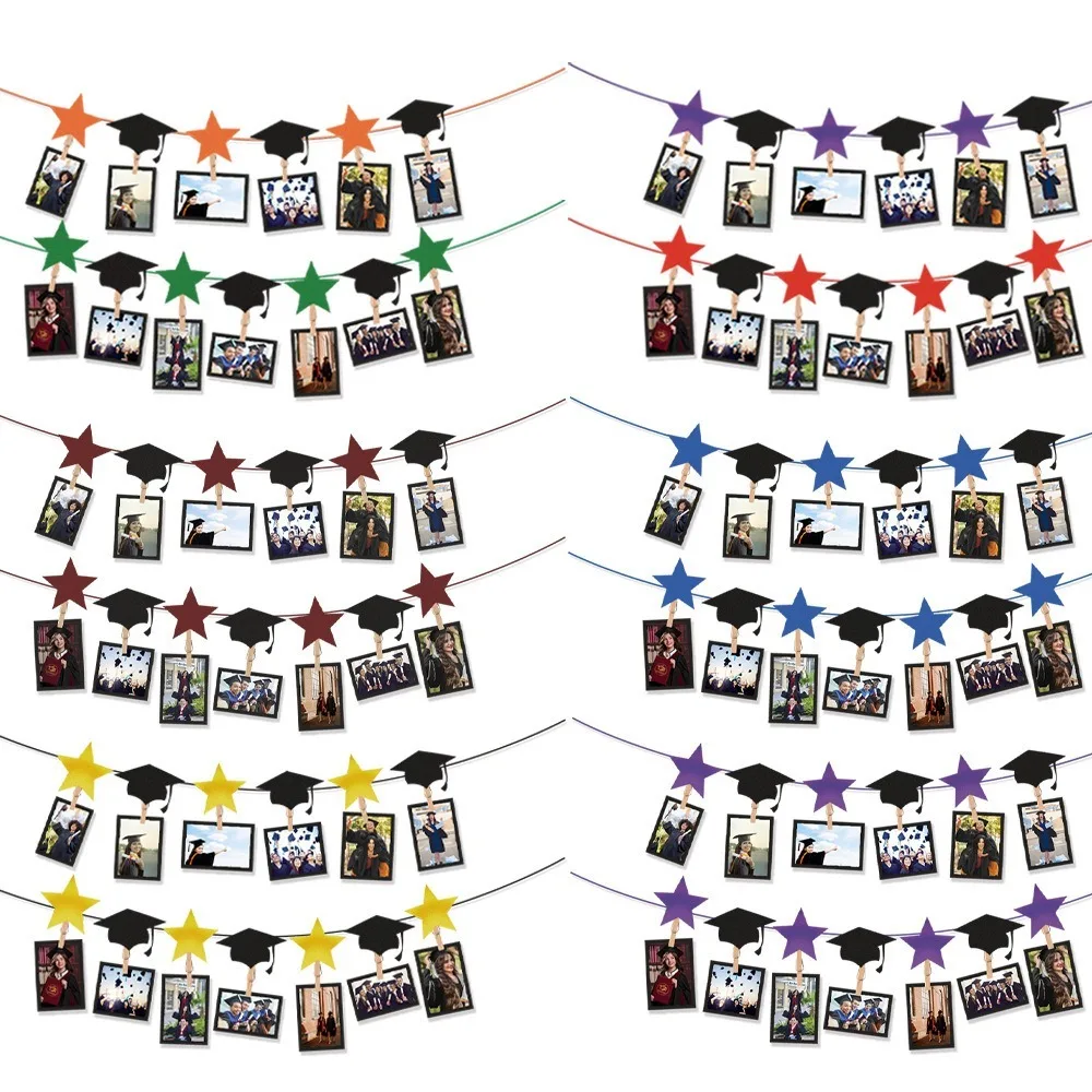 Black Gold Graduation Photo Banner Personalized Celebrate Congrats Grad Photo Banner Paper Graduation Hanging Decor