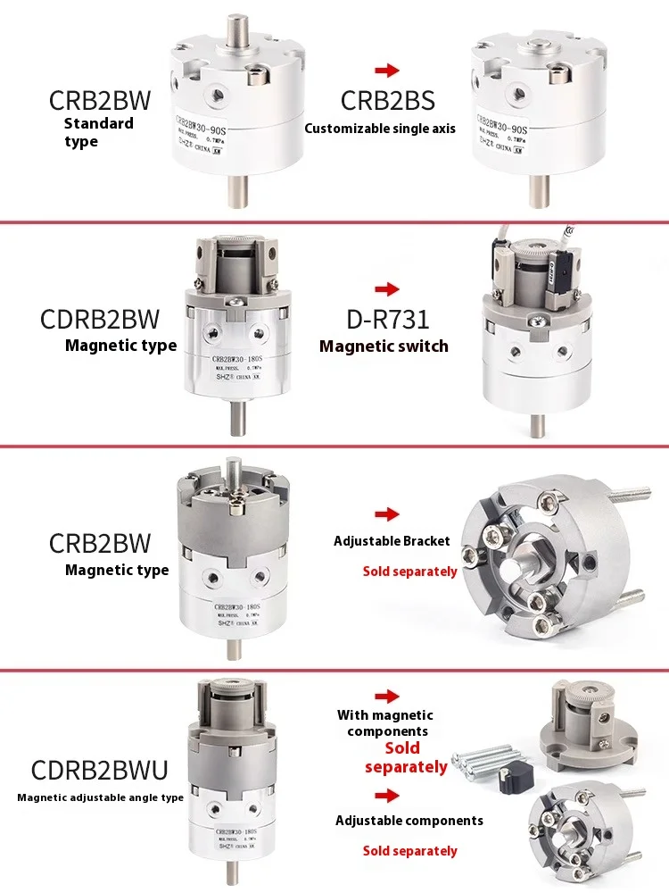 CDRB1BW vane rotary swing cylinder CRB2BW20/10/15/40/30-90 degrees 180 degrees 270S