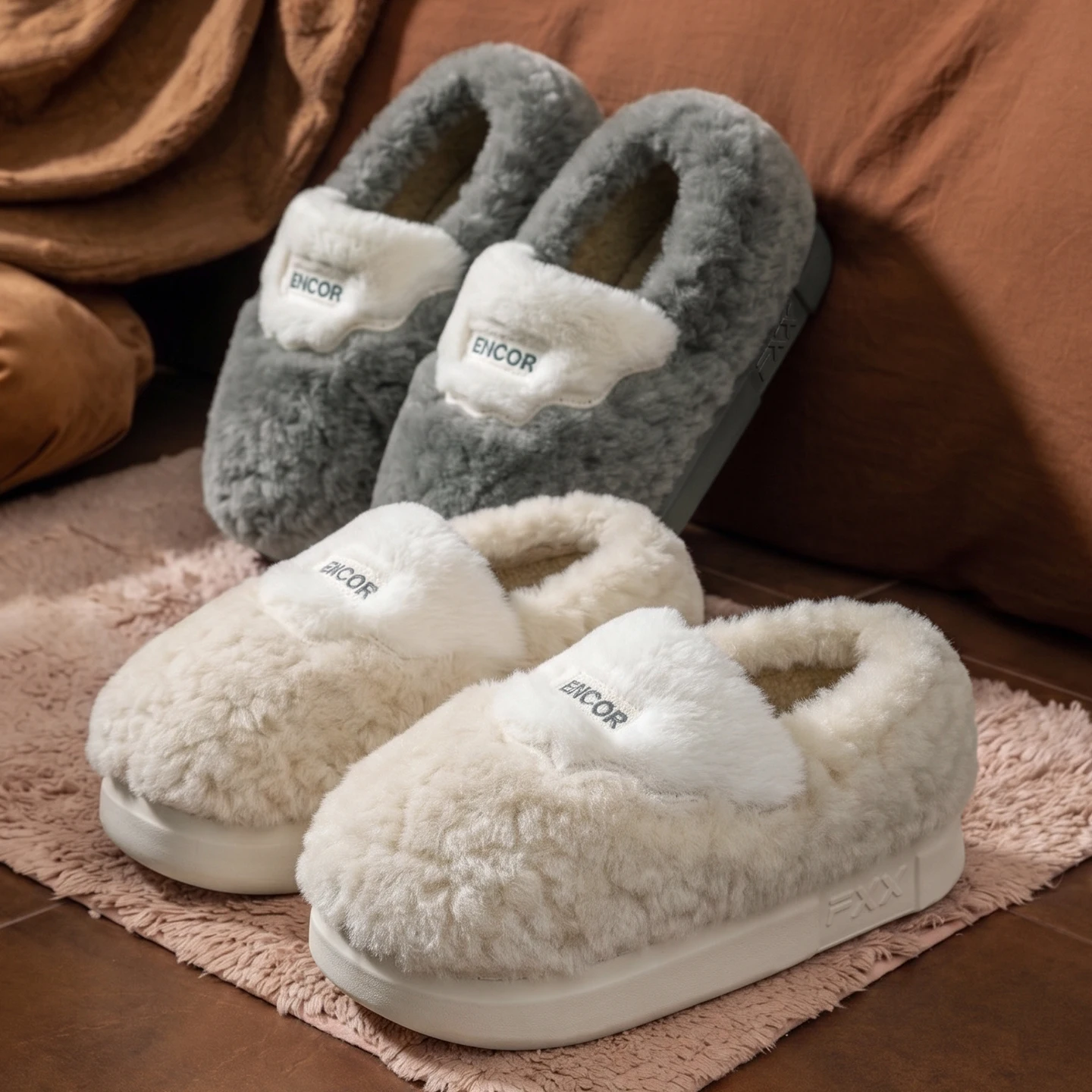 Winter Super Warme Hausschuhe für Damen und Herren, dicke Sohle, Plüsch, weich, bequem, für drinnen, Baumwolle, flauschig, Paar-Schuhe, Freizeit – Detail 20