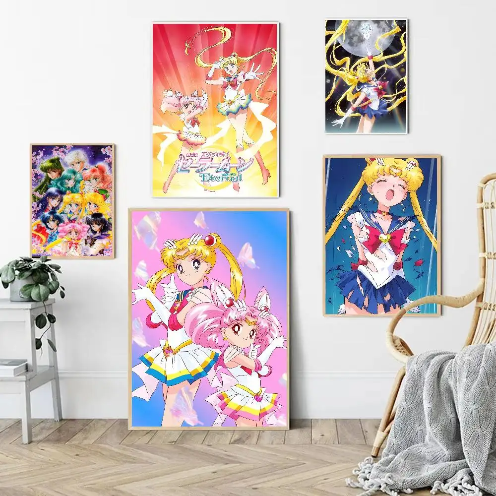 Anime Sailor Moon Self-adhesive Art Poster Whitepaper Prints Posters Artwork Aesthetic Art Wall Painting