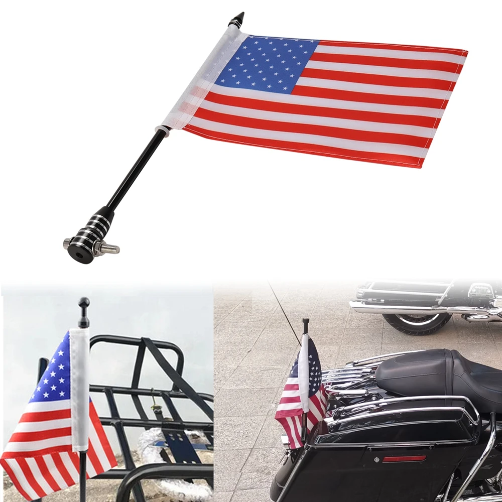 Motorcycle American Nation Flag Pirate Skull Flag Sleeve Double Side Luggage Rack Universal For Honda Yamaha Harley Suzuki BMW