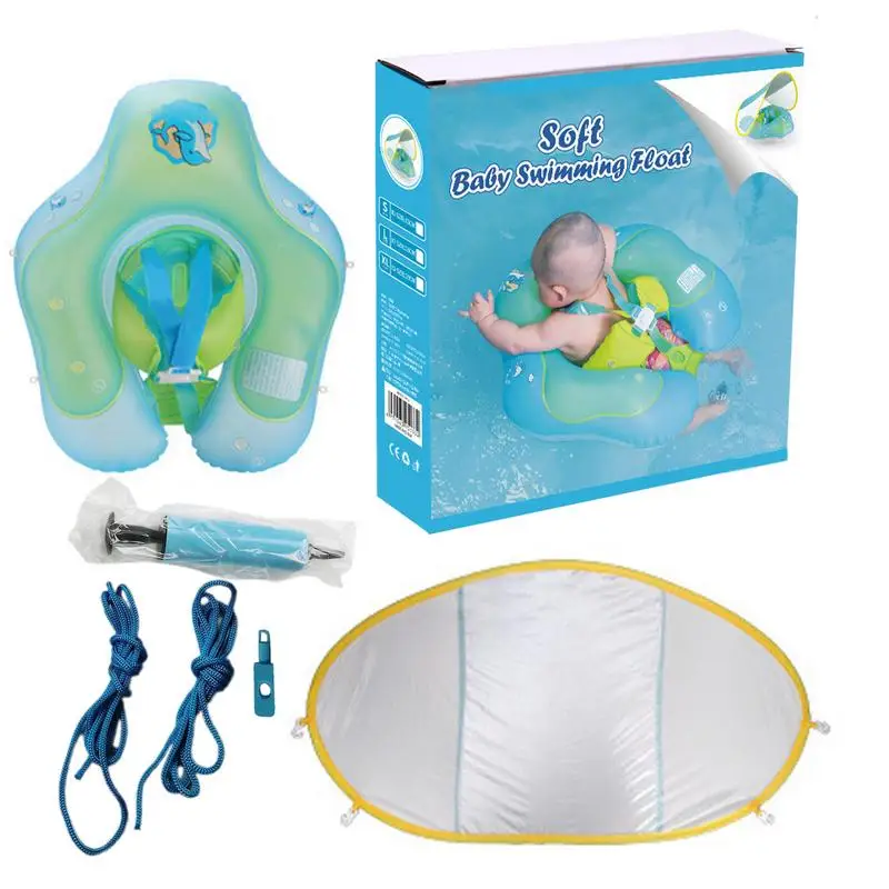 Toddler Swimming Float Toddler Pool Swim Float Ring With Sun Canopy Inflatable Seat Outdoor Sport 3-36 Months Trainer For