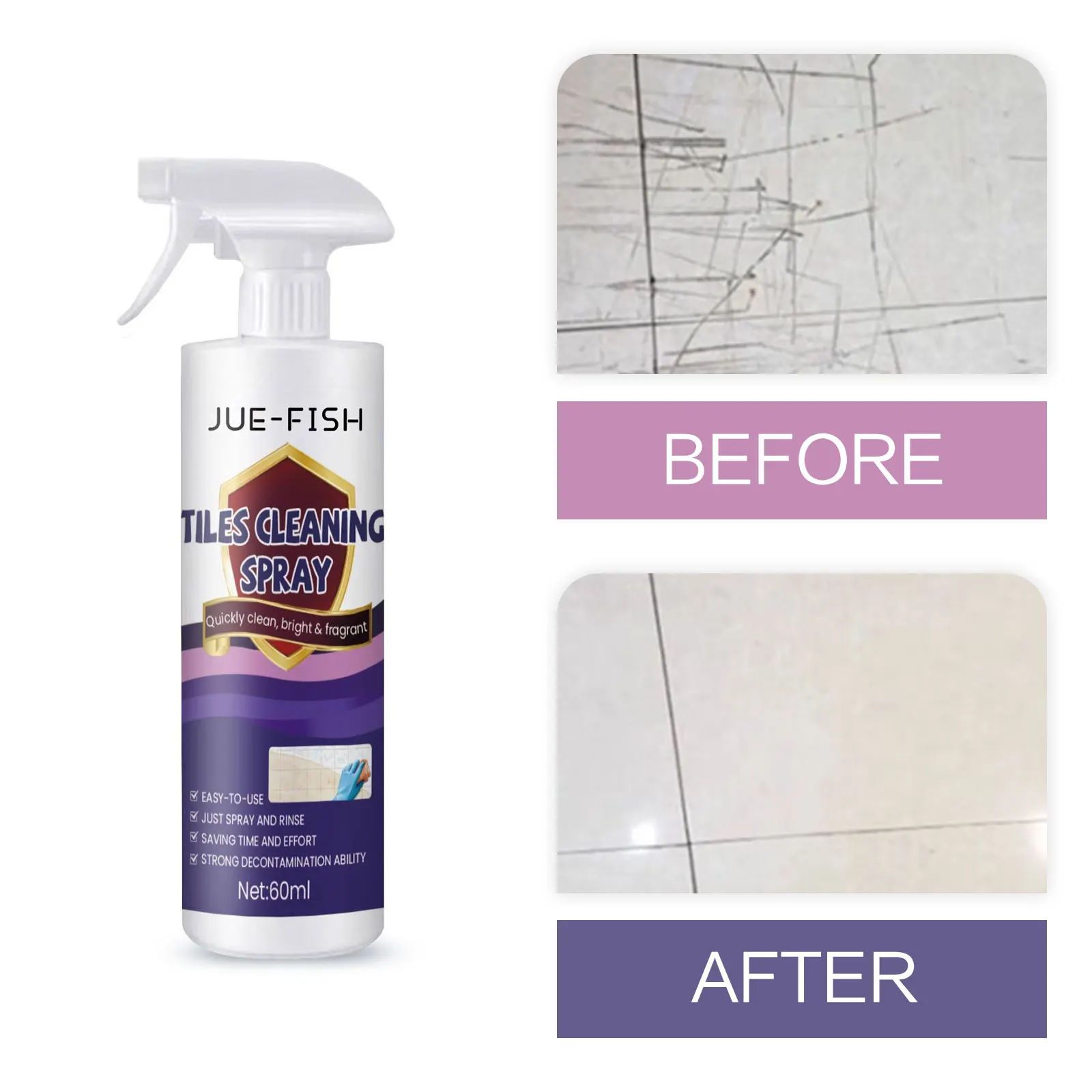 Tile Cleaning Spray Ceramic Tile Stain Remover Ceramic Floor Polish Cleaner Marble Scratch Repair Porcelain Tile Cleaning Liquid