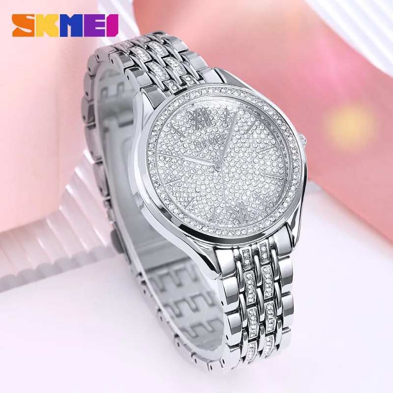 Skmei Fashionable Luxury Diamond-Face Women's Watch Elegant All-Match Women's Watch Scale Women's Quartz Watch