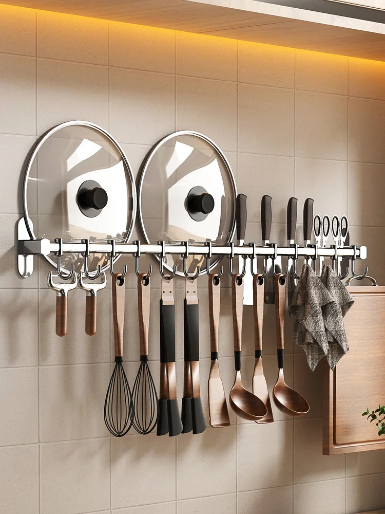 

Kitchen spatula storage rack, spoon shovel, hanging rod,wall hanging knife rack, stainless steel storage, no punching