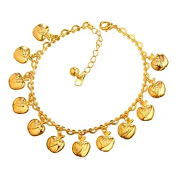 U7 Apples Shape Fruit Charm Anklet Bracelet Cute Summer Jewelry Foot Bracelet for Women Gold Color Barefoot QC24