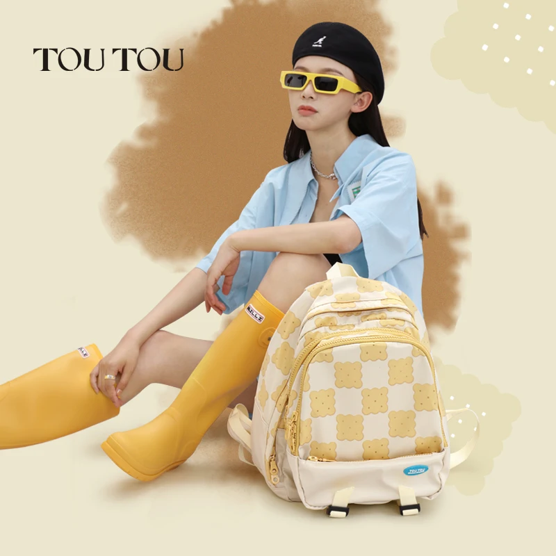 

TOUTOU Plaid Pattern Backpack for Women Versatile Bookbag With Adjustable Strap Large Capacity Trendy Handbag for Travel Hike