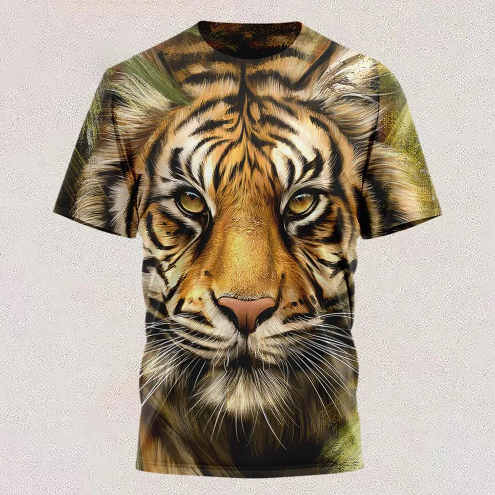 Fashion Graphic Animal Forest  King Tiger T Shirts for Men/Women Casual 3D Print Hip Hop Harajuku Personality Short Sleeve Tee