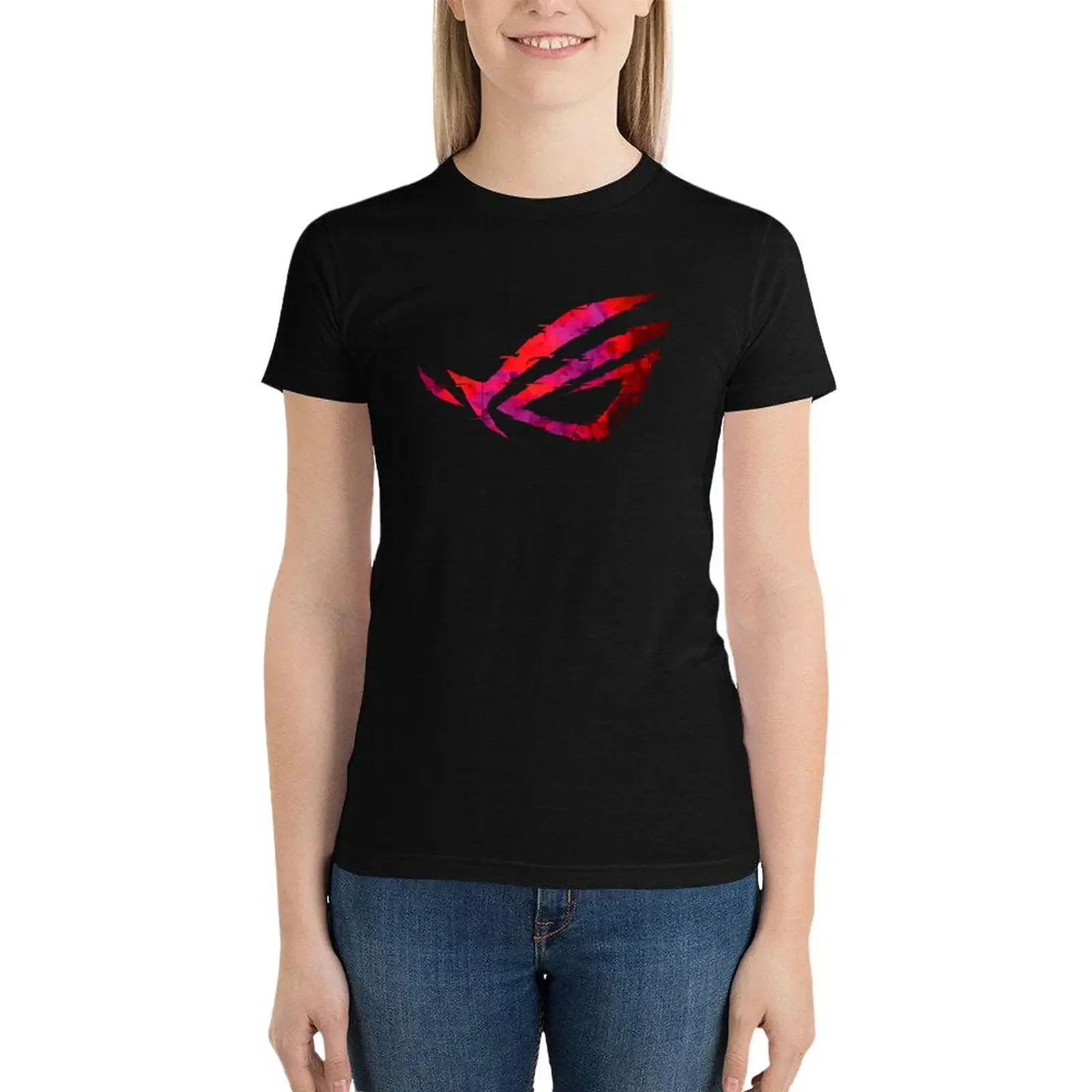 

Asus Rog Strix - Black and Red Design T-Shirt Short sleeve tee tops Female clothing workout shirts for Women