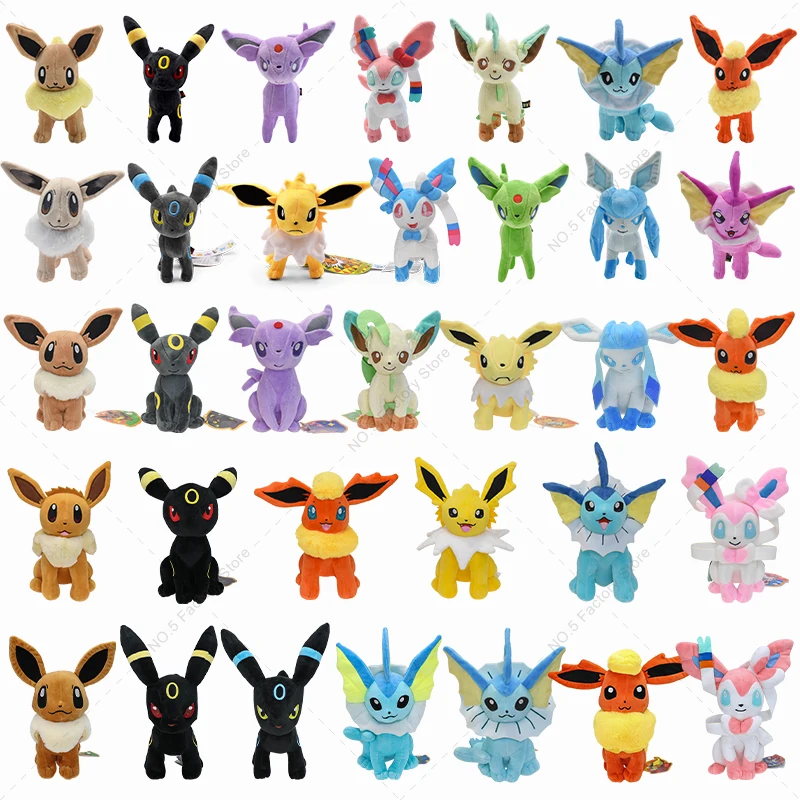 Блестящие плюшевые игрушки Eevee Umbreon Sylveon Vaporeon Espeon Pokemon Eeveelution Flareon Glaceon Jolteon Leafeon Мягкие плюшевые игрушки