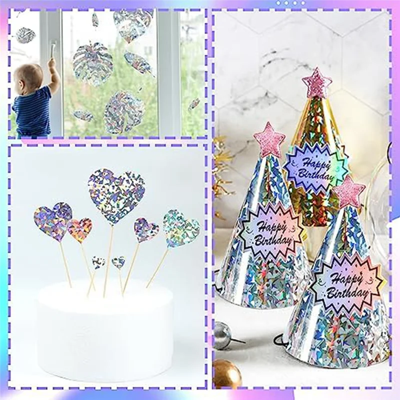 AA80-30 Piece Metallic Holographic Cardstock Shiny Fluorescent A4 Thick Cardstock For Card Making Scrapbooking