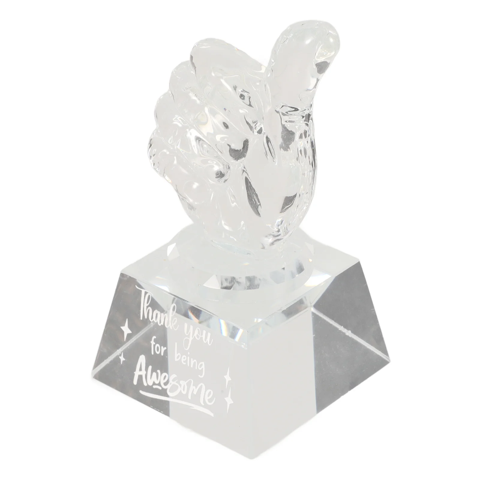 

Crystal Thumb Trophy Exquisite Clear Finger Gesture Award Trophy Decorative Ornament for Home Birthday Thanksgiving Celebration