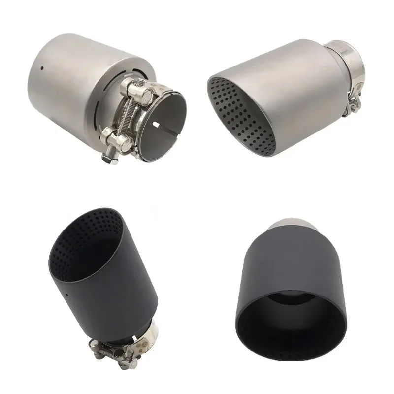 Für 63mm 76mm Matt Universeller Sandgestrahlter Edelstahl Auspuff-Endrohr Auspuffanlage für VW Golf 6 Golf 7 Golf R GTI