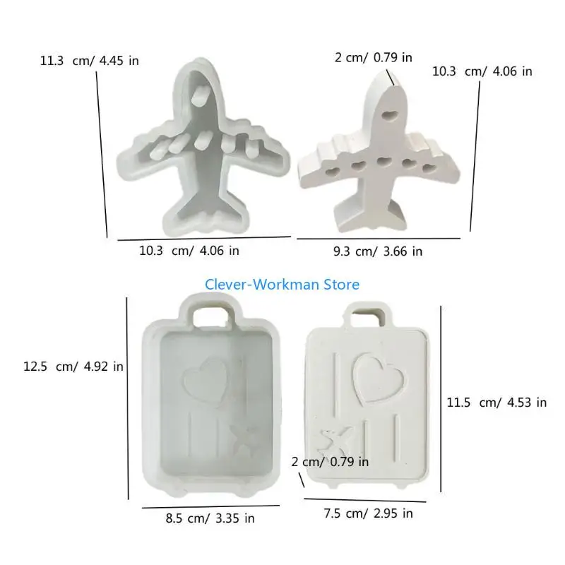 24TD الأمتعة الطائرات سيليكون قالب شمع اليدوية الجبس قالب الصابون DIYs شمعة معطرة صنع قوالب الراتنج الديكورات المنزلية