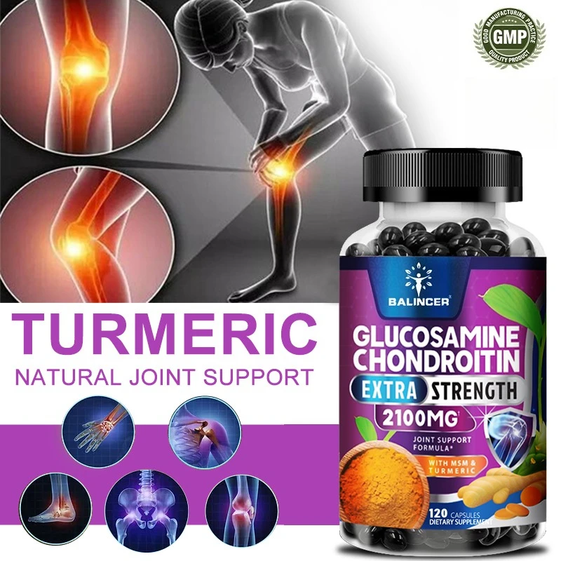 Glucosamine Chondroitin MSM | Turmeric, Bromelain | Joint Support Supplement | Cartilage Support, Flexibility and Strength