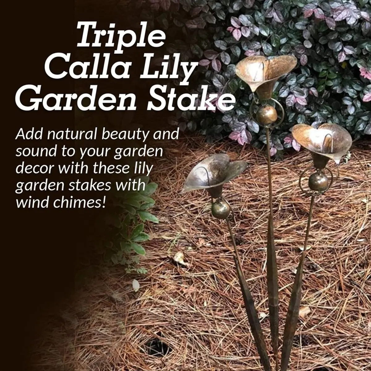 ABFW Garden Stake with Bells Calla Lily Outdoor Lillies Flower Decorations Garden and Yard Accessories Decorations