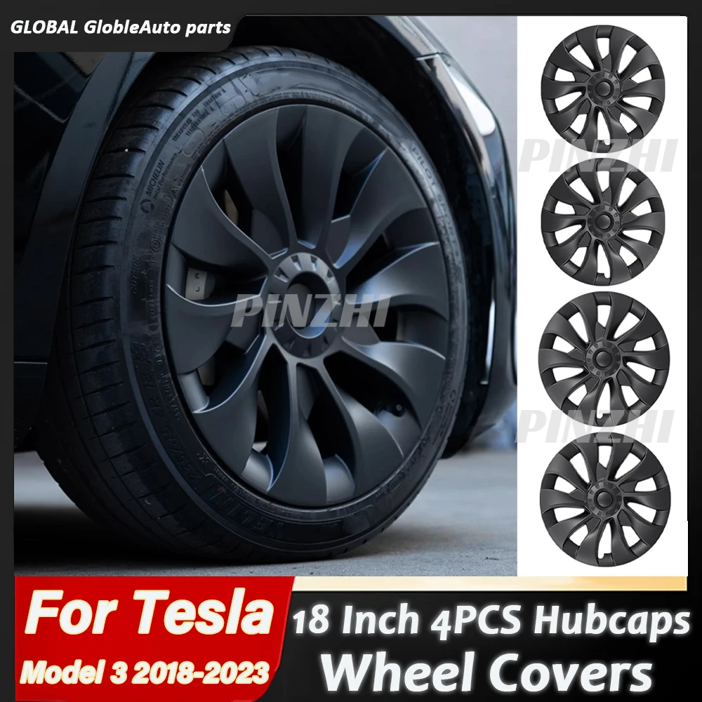 Osłony kołowe kompatybilne z osłonami kołowymi Tesla Model 3 2018 2019 2020 2021 2022 2023 18-calowe 4-kawałkowe osłony kołowe Pasuje do osłon kołowych długiego zasięgu Model 3 Aero