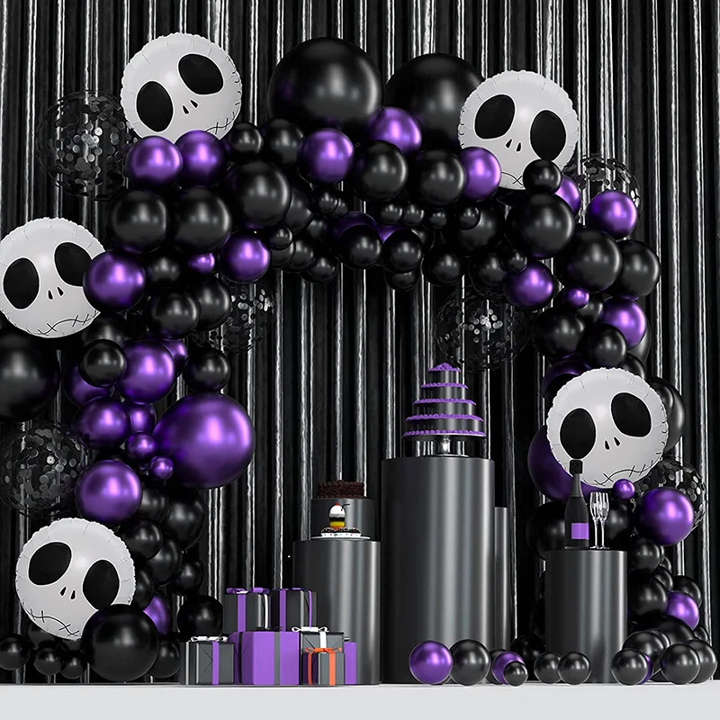 

Amazon Black Purple Latex Balloon Chain Suit Halloween Theme Party Irregular Garland Arch Layout Decoration